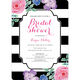 Black Vintage Flower Bridal Shower Invitations Image 5 of 6